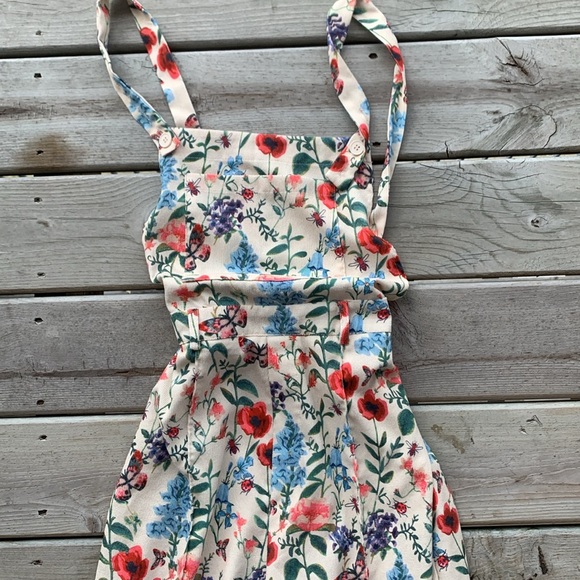 Pants - Floral and Bug BOHO Print Overall Jumpsuit XL